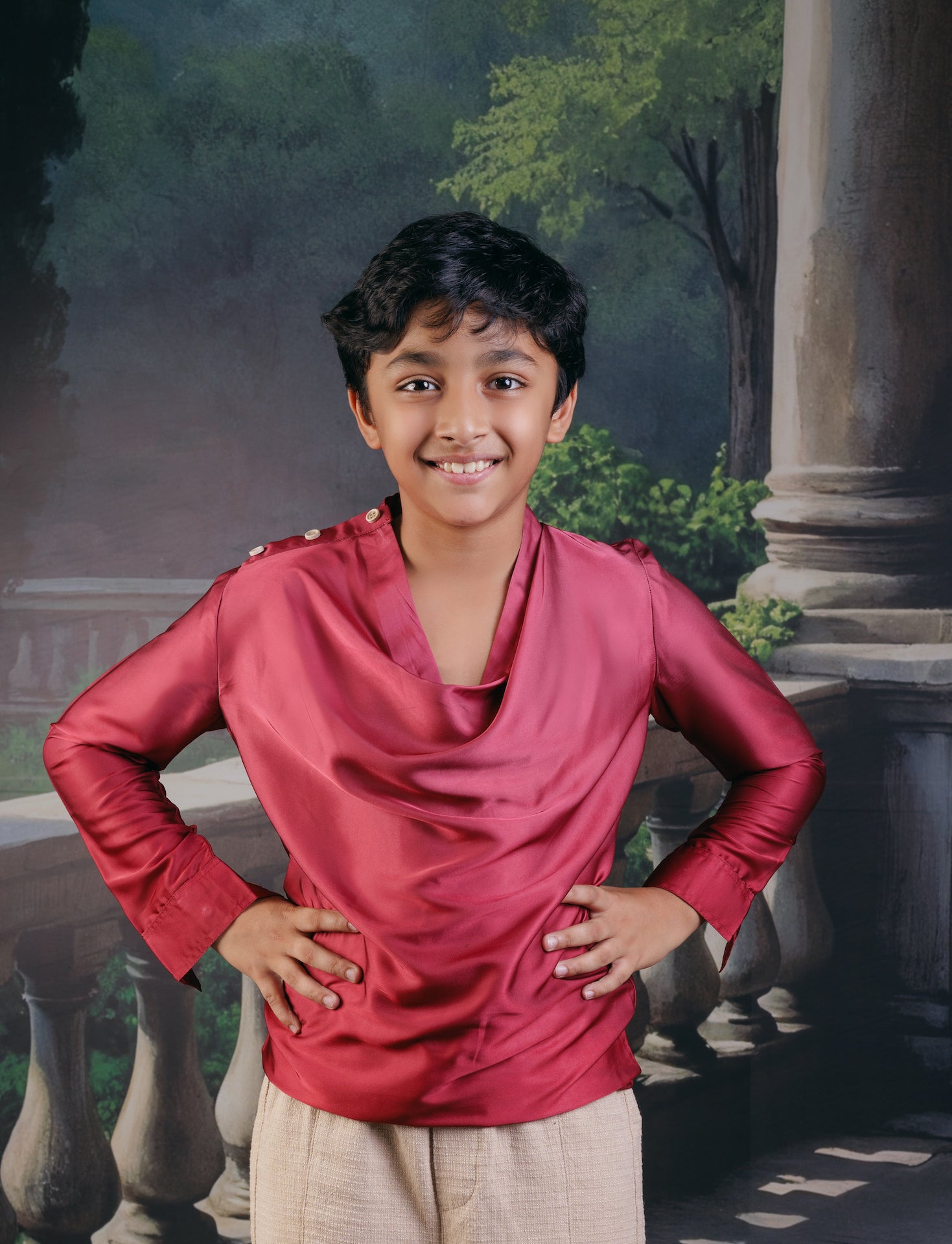 Max Crimson Drape Shirt